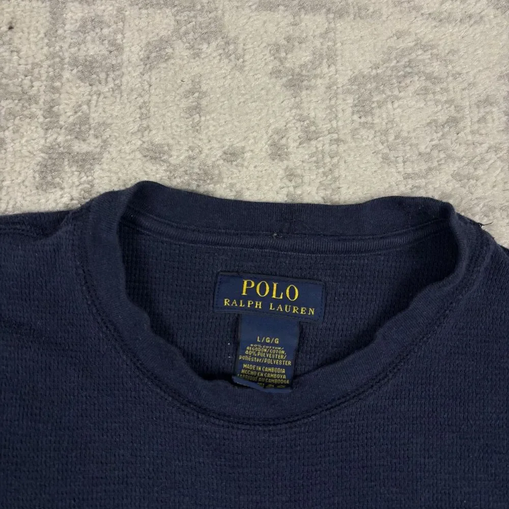 Polo Ralph Lauren Waffle Knit Thermal Long Sleeve Pony Logo Shirt Kid Size Large